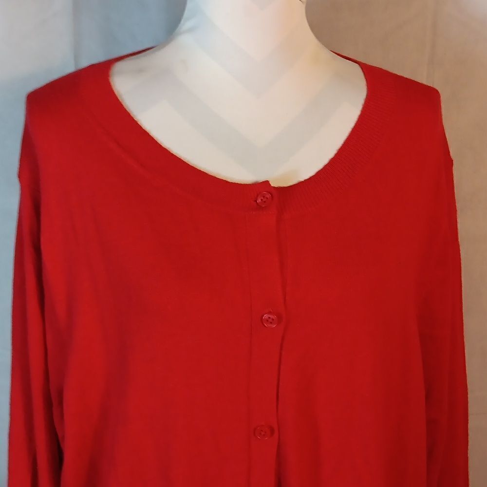 Loft Plus Red Button-Up Cardigan - Picture 2 of 8